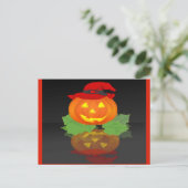 Kürbislaterne und sein Nachdenken - Feiertagspostkarte (Stehend Vorderseite)