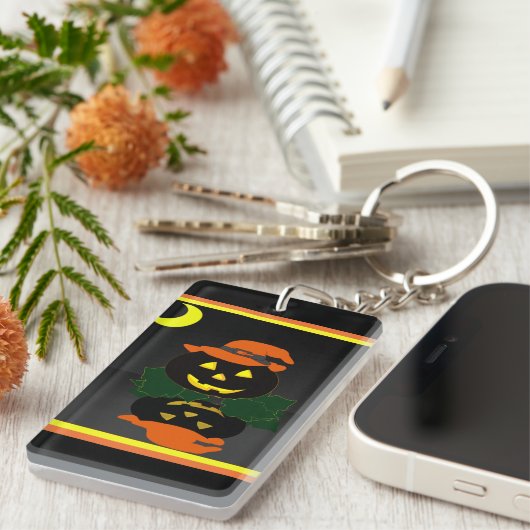 Kürbislaterne und sein Nachdenken - Schlüsselanhänger (Vorderseite rechts)