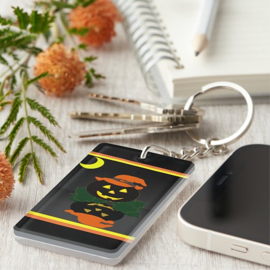Kürbislaterne und sein Nachdenken - Schlüsselanhänger (Vorderseite rechts)