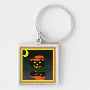Kürbislaterne und sein Nachdenken - Schlüsselanhänger