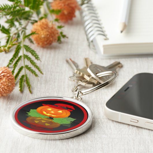 Kürbislaterne und sein Nachdenken - Schlüsselanhänger (Seite)