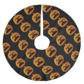 Kürbislaterne Unhappy Face Halloween Pumpkin Polyester Weihnachtsbaumdecke (Vorderseite)