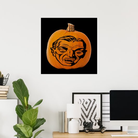 Kürbislaterne Vampir Gesicht, Halloween-Kürbis Poster (Heimbüro)