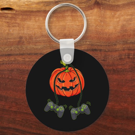 Kürbislaterne Video Gamer Controller Halloween B Schlüsselanhänger (Rückseite)