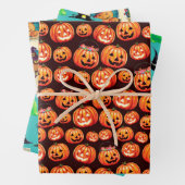 Kürbislaterne Wrapping Paper Flat Sheet Set 3 Geschenkpapier Set (Beispiel)