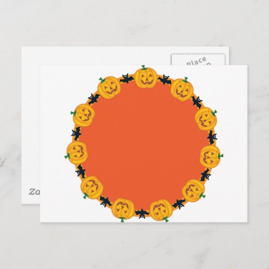 Kürbislaterne Wreath Postkarte (Vorne/Hinten)