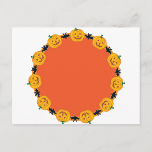 Kürbislaterne Wreath Postkarte