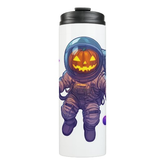 Kürbislaternen-Astronaut Thermosbecher (Vorderseite)