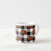 Kürbislaternen auf Buffalo Karo, Halloween Espressotasse (Vorderseite Rechts)