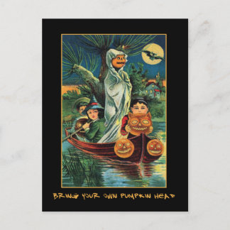Kürbislaternen auf Wasser Vintage Halloween Blutti Einladungspostkarte