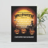 Kürbislaternen Dark House Halloween-Party Einladung (Stehend Vorderseite)