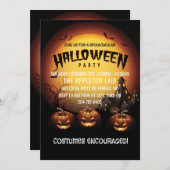 Kürbislaternen Dark House Halloween-Party Einladung (Vorne/Hinten)