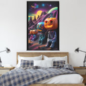 Kürbislaternen-Familienraststätte Leinwanddruck (Insitu (Schlafzimmer))