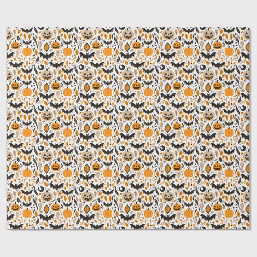 Kürbislaternen Fledermäuse Gespenster Herbst niedl Geschenkpapier (Flach)