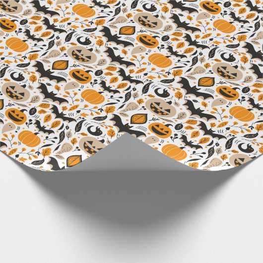Kürbislaternen Fledermäuse Gespenster Herbst niedl Geschenkpapier (Ecke)