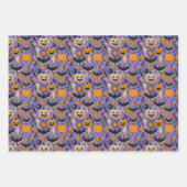 Kürbislaternen Fledermäuse Gespenster Herbst niedl Geschenkpapier Set (Vorderseite 2)