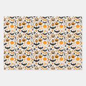 Kürbislaternen Fledermäuse Gespenster Herbst niedl Geschenkpapier Set (Vorderseite)