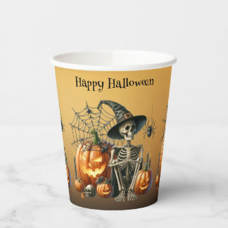 Kürbislaternen Halloween-Papierbecher mit Skelett Pappbecher
