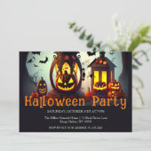 Kürbislaternen Halloween-Party Einladung (Stehend Vorderseite)