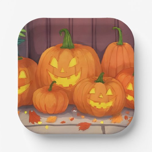 Kürbislaternen Halloween-Party Pappteller (Vorderseite)