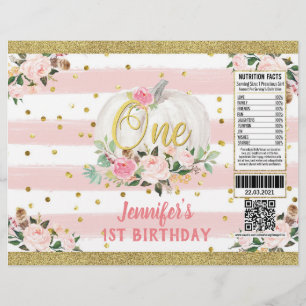 Kürbismädchen 1. Geburtstag Rosa Chipstüten-Verpac Flyer