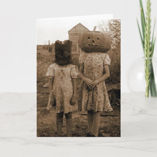Kürbismädchen mit dem schwarzen Sack Karte (Vorderseite)