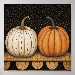 Kürbismalerei Herbstposter Küchendekor Poster