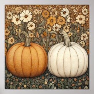 Kürbismalerei Herbstposter Küchendekor Poster