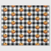 Kürbismalerei Schwarzer Karo Muster Geschenkpapier (Flach)