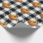 Kürbismalerei Schwarzer Karo Muster Geschenkpapier (Ecke)