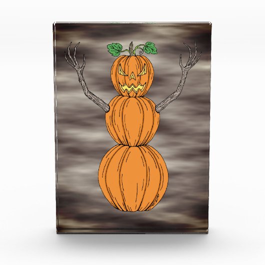 Kürbismann Halloween-Kunst Fotoblock (Vorderseite)