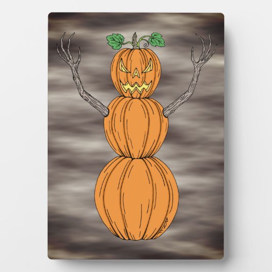 Kürbismann Halloween-Kunst Fotoplatte (Vorderseite)