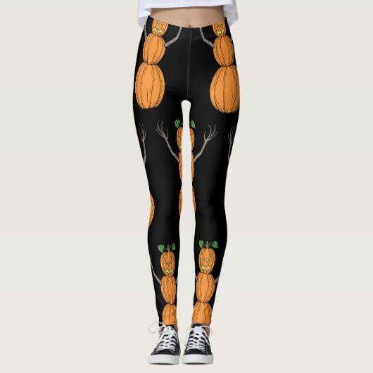 Kürbismann Halloween Kunst Leggings (Vorderseite)