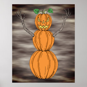 Kürbismann Halloween-Kunst Poster