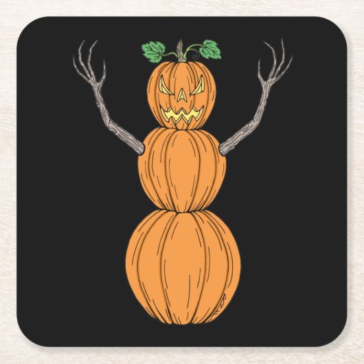 Kürbismann Halloween-Kunst Rechteckiger Pappuntersetzer (Vorderseite)