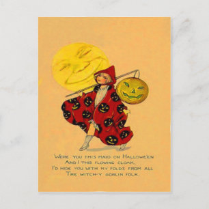 Kürbismann Jack O Lantern Mondfrau Postkarte