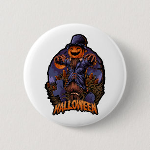 Kürbismenhalloween in Shirt Button