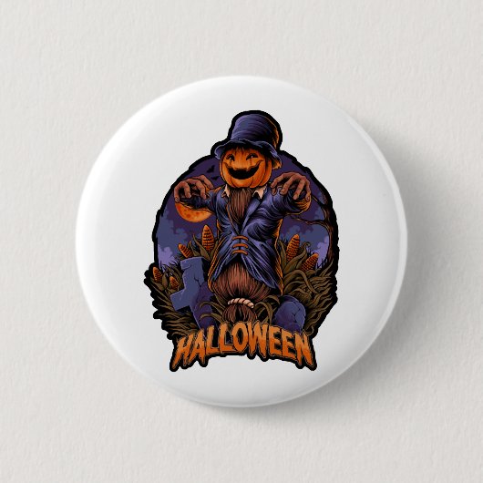 Kürbismenhalloween in Shirt Button (Vorderseite)