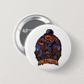 Kürbismenhalloween in Shirt Button (Vorne & Hinten)