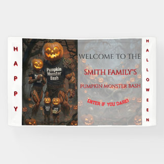 Kürbismonster-Bash-Halloween-Familienfoto-Hintergr Banner