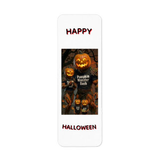 Kürbismonster-Bash-Halloween-Rücksendeetikett