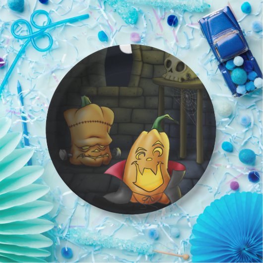 Kürbismonster Halloween/Geburtstagspopplatte Pappteller (Party)