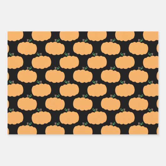 Kürbismuster auf schwarz geschenkpapier set (Vorderseite)