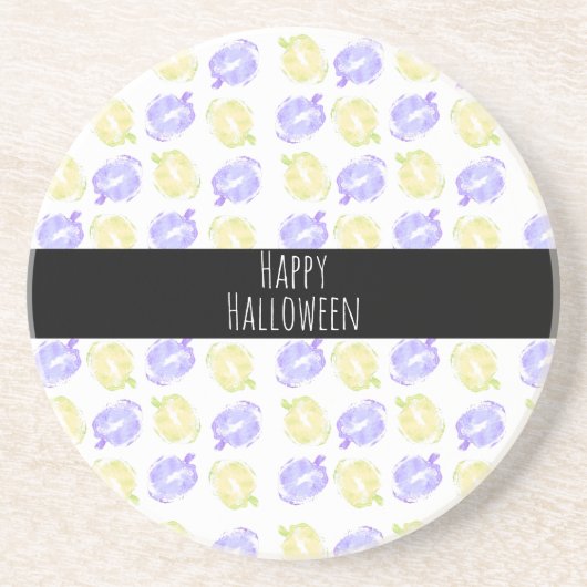 Kürbismuster-Briefmarke handgemalt Halloween-Muste Getränkeuntersetzer (Vorne)