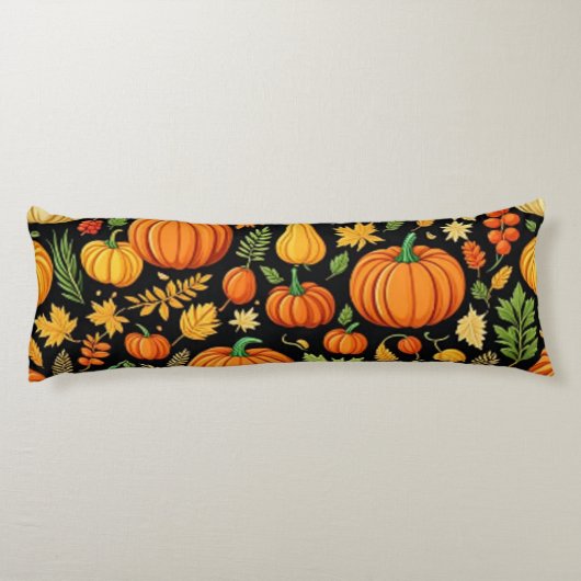 Kürbismuster Erntezeit Herbstdekor Seitenschläferkissen (Rückseite)
