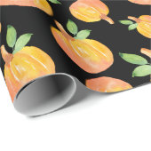 Kürbismuster für Wasserfarbe Schwarzer Hintergrund Geschenkpapier (Rolleneckpunkt)