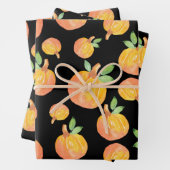 Kürbismuster für Wasserfarbe Schwarzer Hintergrund Geschenkpapier Set (Beispiel)