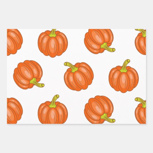 Kürbismuster Geschenkpapier Set (Vorderseite)