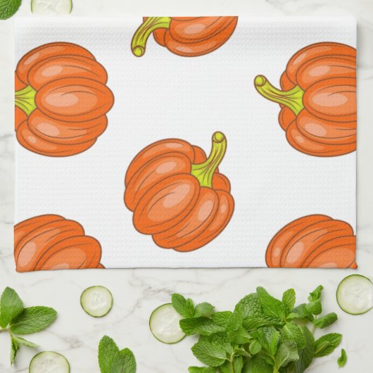 Kürbismuster Geschirrtuch (Gefaltet)