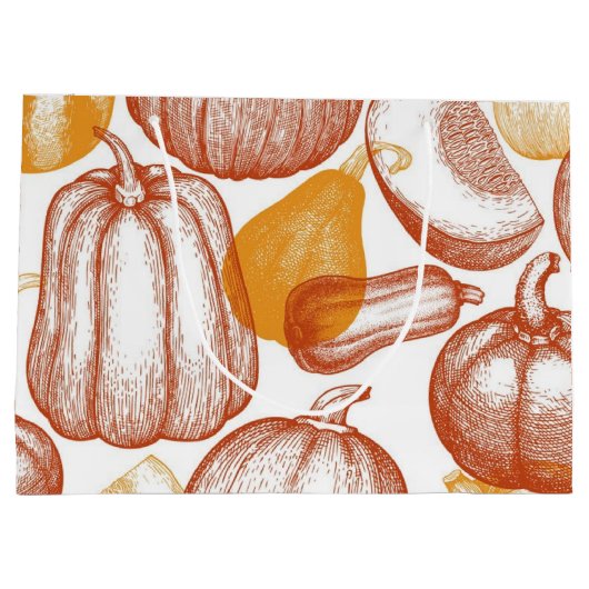 Kürbismuster Große Geschenktüte (Rückseite)